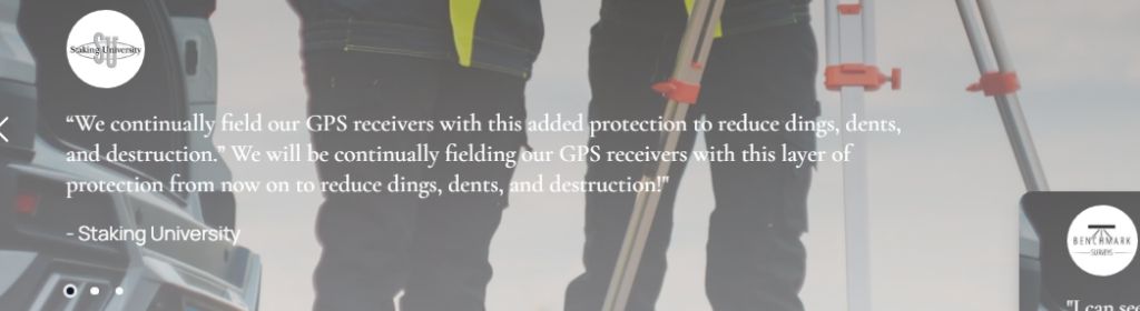 Screenshot of testimonial from James R. at Benchmark Surveys discussing BumpGuard usefulness for training environments and instrument protection